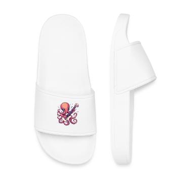 Oktopus mit Gitarre - Kinder Badelatschen - Weiß - Vorne