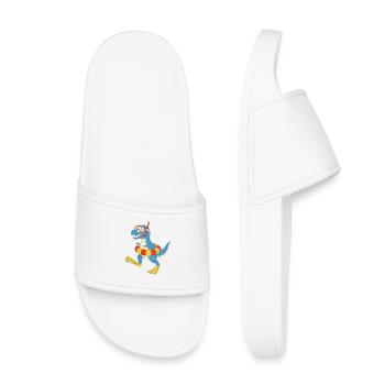 Snorkeling dinosaur on the beach - Kids’ Pool Sliders - white - Front