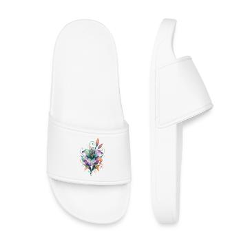 Colorful Lily Watercolor Magic - Kids’ Pool Sliders - white - Front
