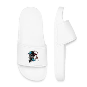 Floral Face and Blue Butterflies - Kids’ Pool Sliders - white - Front