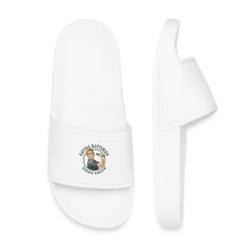 Les piles rétro Power Woman passent au concombre vert - Claquettes enfant - blanc - Devant