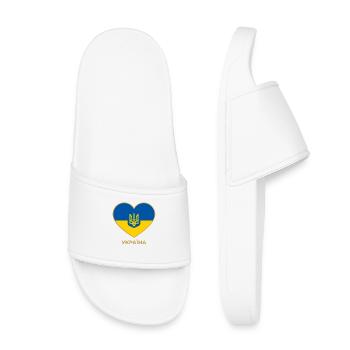 Herzflagge Ukraine mit Wappen Ukraine Flagge - Kinder Badelatschen - Weiß - Vorne