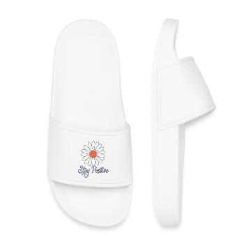 Fleur de marguerite Reste positive Daisy Sois positive - Claquettes enfant - blanc - Devant