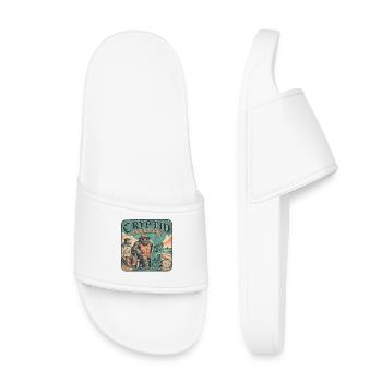 Cryptid Beach Patrol Retro Gorilla Motiv Vintage - Kinder Badelatschen - Weiß - Vorne
