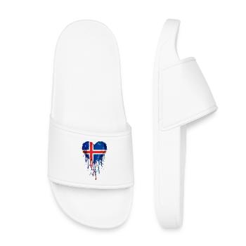 Iceland Nordic Heart Flag Watercolor Painting - Kids’ Pool Sliders - white - Front