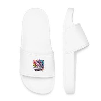 Unicorns Rock My World Unicorn With Headphones - Kids’ Pool Sliders - white - Front