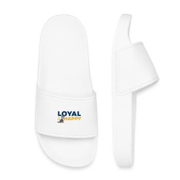 Chien fidèle et heureux logo cartoon - Claquettes enfant - blanc - Devant