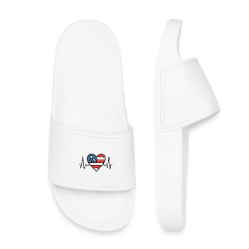 États-Unis Heartbeat Line Drapeau américain Love Design - Claquettes enfant - blanc - Devant