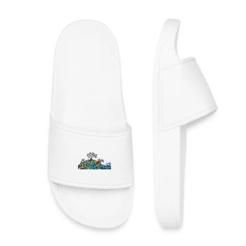 Fantasievolles Farbenspiel Natur Panorama Motiv - Kinder Badelatschen - Weiß - Vorne