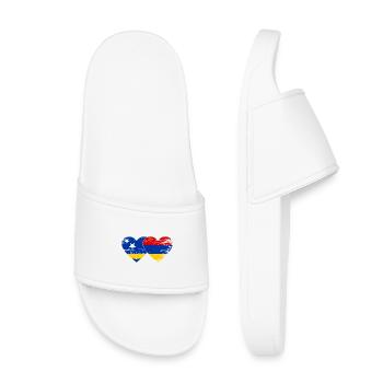 Curacao Armenia flag heart used - Kids’ Pool Sliders - white - Front