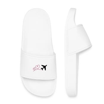 Airplane with 2 hearts - Kids’ Pool Sliders - white - Front