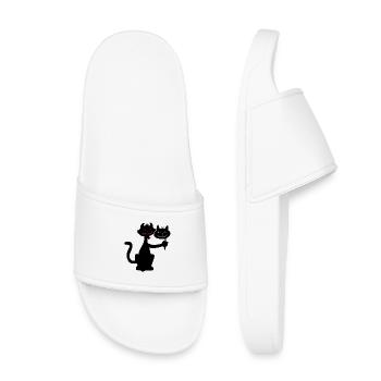 Black cat and demon - Kids’ Pool Sliders - white - Front