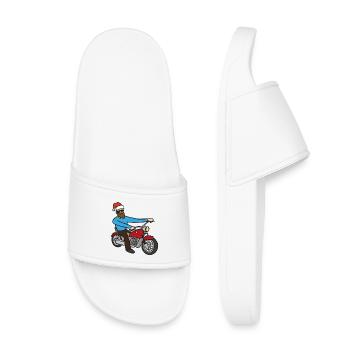 Motorcyclists Christmas - Kids’ Pool Sliders - white - Front