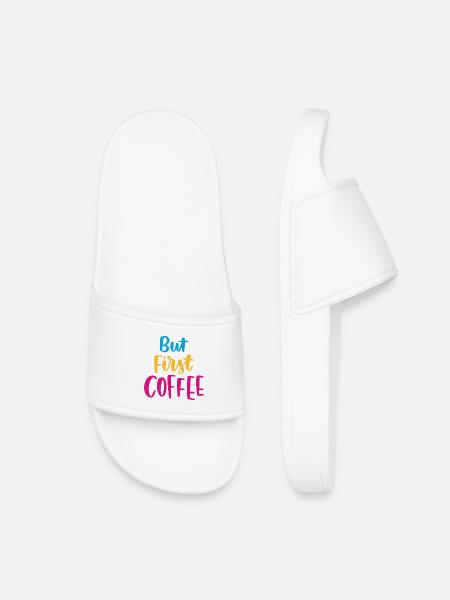 Aber erster Kaffee - Kinder Badelatschen - Weiß