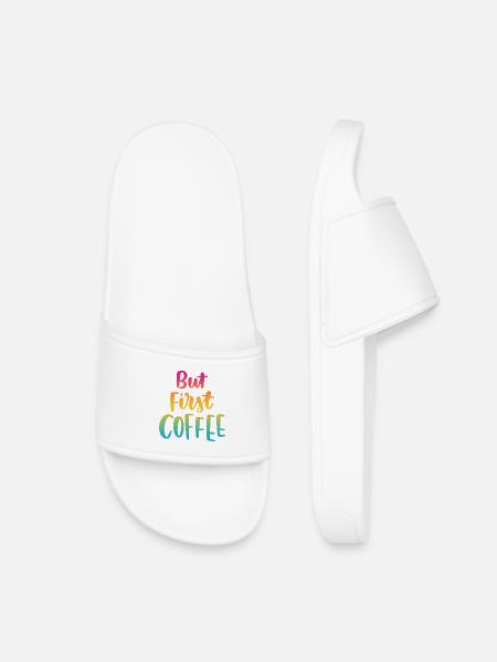 Aber erster Kaffee - Kinder Badelatschen - Weiß