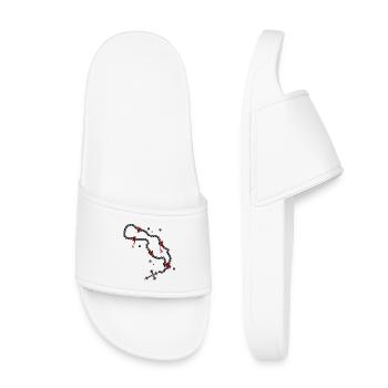 Dessin du chapelet avec perles et roses - Claquettes enfant - blanc - Devant