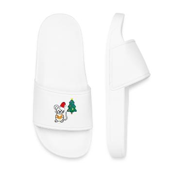 Christmas, Christmas Tree, Mouse - Kids’ Pool Sliders - white - Front