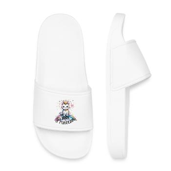 100% Prinzessin, Katzenhumor! - Kinder Badelatschen - Weiß - Vorne