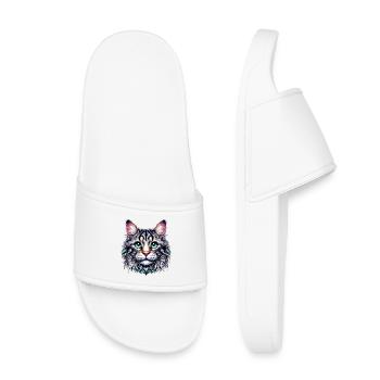 Katze - Kinder Badelatschen - Weiß - Vorne