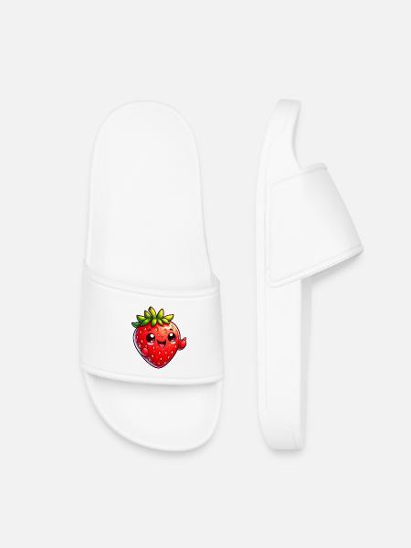 Erdbeer-Erdbeeren - Kinder Badelatschen - Weiß