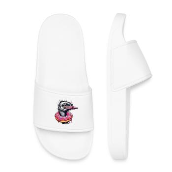 drôle de festin pour les yeux - Oiseau autruche avec beignet - Claquettes enfant - blanc - Devant