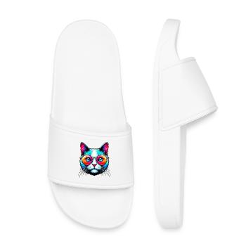Chat avec des lunettes de soleil - Claquettes enfant - blanc - Devant