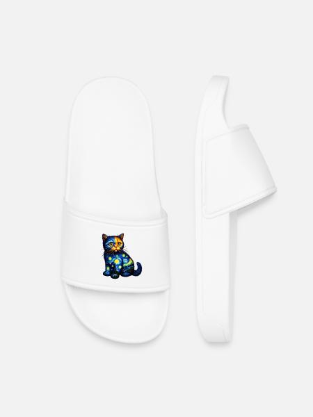 Katze - Kinder Badelatschen - Weiß