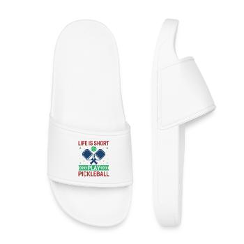 Life is Short, Play Pickleball - Kids’ Pool Sliders - white - Front