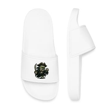 Undead Bulldog Pirate Skeleton Glow Cartoon Art - Kids’ Pool Sliders - white - Front