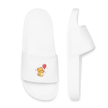 Kawaii-Ballonkatze und Konfetti - Kinder Badelatschen - Weiß - Vorne