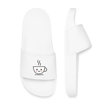 Café, thé ou tasse de cacao avec un visage kawaii - Claquettes enfant - blanc - Devant