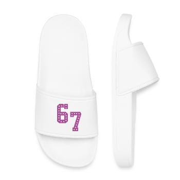 6 7 – Trendy minimalist text design, - Kids’ Pool Sliders - white - Front