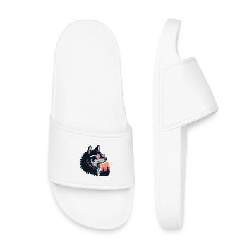 Loup chic au soleil et lunettes - Claquettes enfant - blanc - Devant