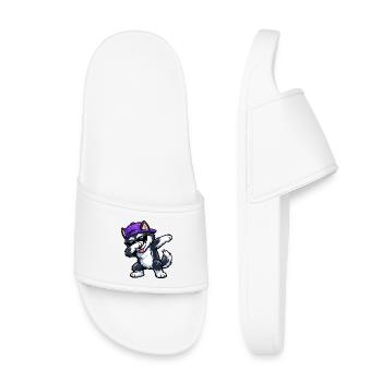 Dabbing Husky - Kids’ Pool Sliders - white - Front