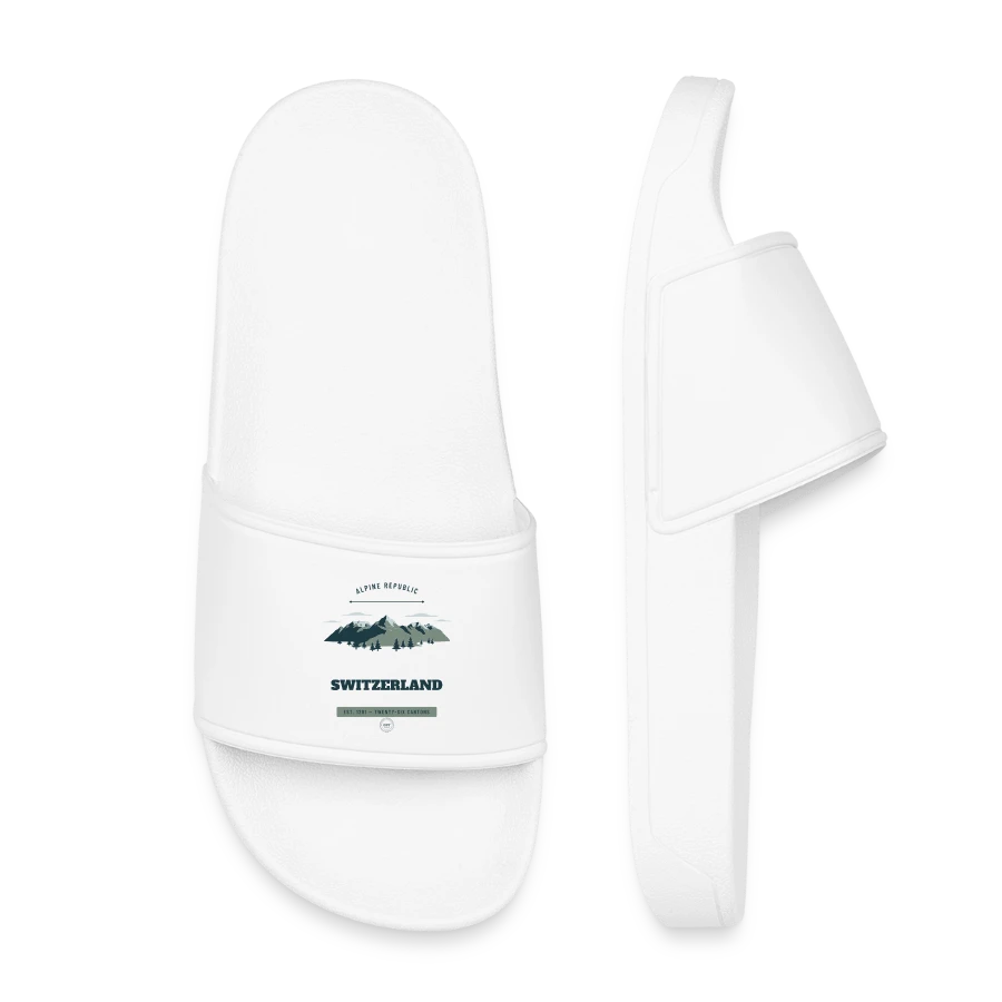 Switzerland badge on a kids’ pool sliders, white