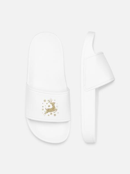 deer gold glitter - Kids’ Pool Sliders - white