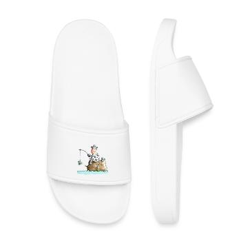 Funny Fishing Cow - Kids’ Pool Sliders - white - Front
