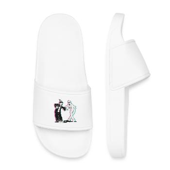 ghost and clown dancing - Kids’ Pool Sliders - white - Front