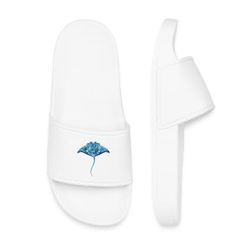 faszinierender Mantarochen aus Korallen & Muscheln - Kinder Badelatschen - Weiß - Vorne