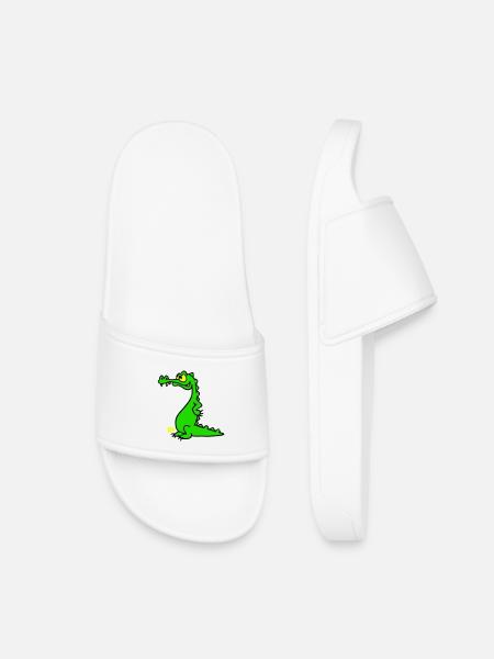 Crocodile souriant, design à trois couleurs - Claquettes enfant - blanc