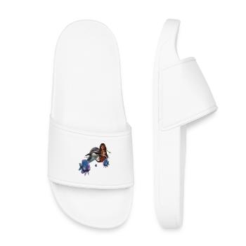 Sirène mignonne et dauphin drôle - Claquettes enfant - blanc - Devant