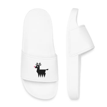 Renne Rudolf logo L noir avec nez rose fluo - Claquettes enfant - blanc - Devant