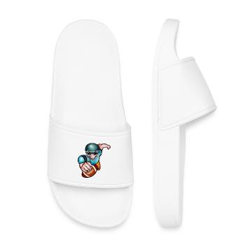 Joueur de football avec casque de football et ballon de match - Claquettes enfant - blanc - Devant