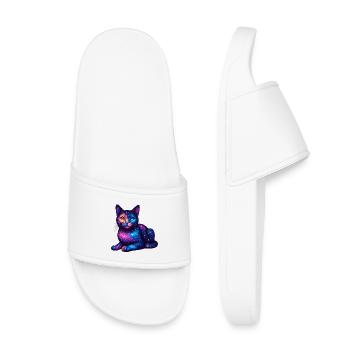 Katze - Kinder Badelatschen - Weiß - Vorne