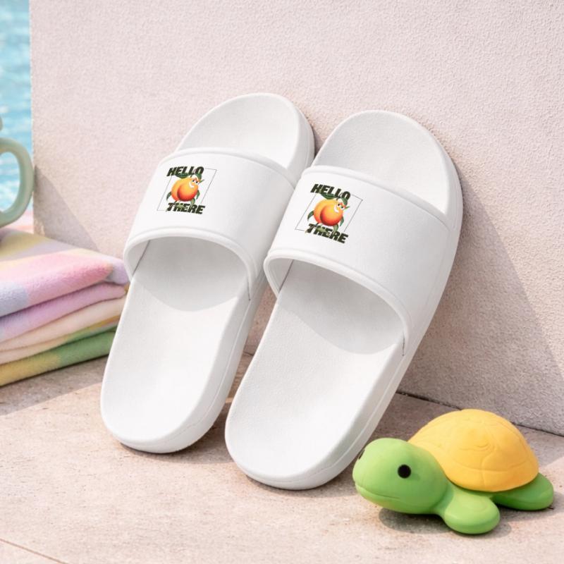 Peach Retro – Hello There Statement Kids’ Pool Sliders