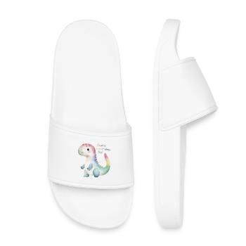 Mignon dinosaure arc-en-ciel - Passez une journée rawr-some ! - Claquettes enfant - blanc - Devant