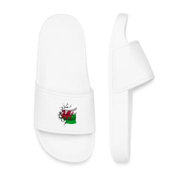 Flag of Wales - Welsh - Flag Broken Design - Kids’ Pool Sliders - white - Front
