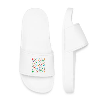 Taches colorées taches mosaïque sur noir - Claquettes enfant - blanc - Devant