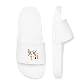 Branche de noisetier en tire-bouchon avec chatons de noisetier doré - Claquettes enfant - blanc - Devant