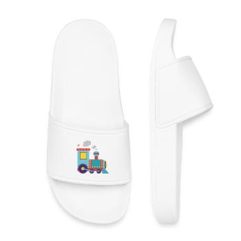 Colorful Toy Steam Train Illustration - Kids’ Pool Sliders - white - Front